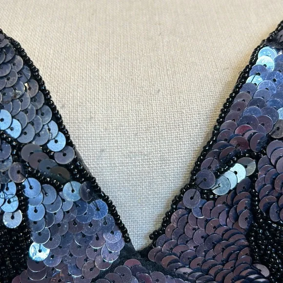 Beaded and Sequined Halter Crisscross Back - Picture 6 of 10